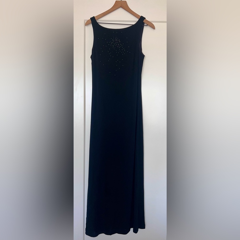ANDREA POLIZZI vintage black cocktail dress with sparkle embellishment, size 12